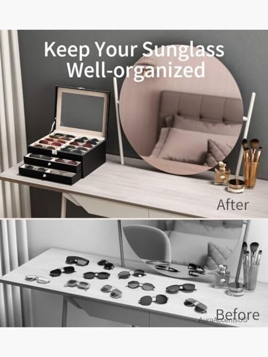 30 Slot Sunglass Organizer Clear Display Case Storage Box main image 6